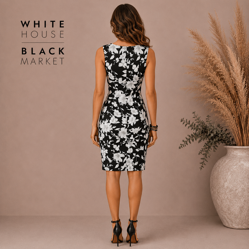 White House Black Market Floral Sheath Dress UK 10 US 6