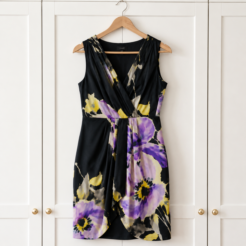 Coast Satin Floral Cocktail Occasion Dress UK 8