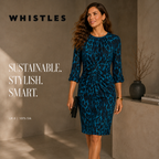 Whistles Blue Silk Dress UK 10