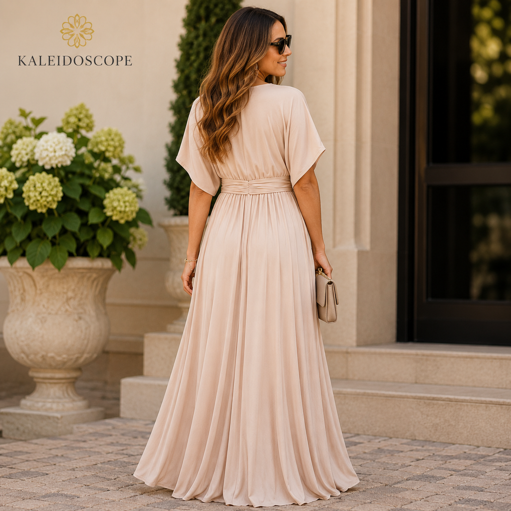 Kaleidoscope Champagne Silky Maxi Dress UK 16