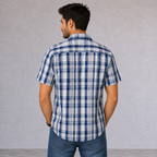 Diesel Men's Blue Check Plaid Shirt Size L
