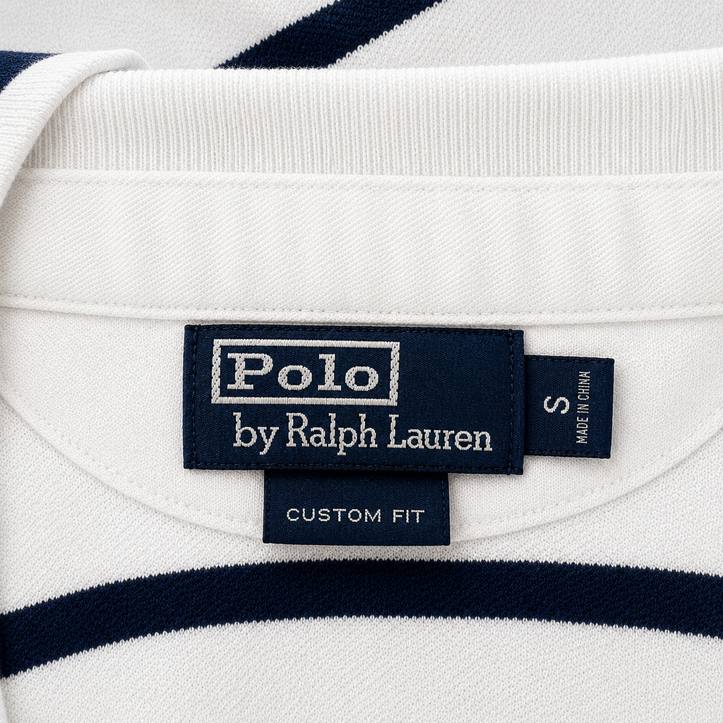 Polo Ralph Lauren Striped Polo Shirt White Navy Size S