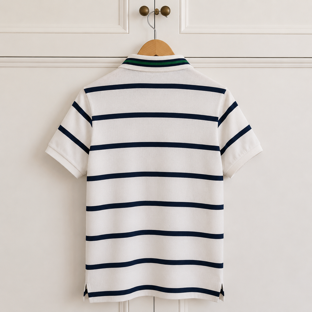 Polo Ralph Lauren Striped Polo Shirt White Navy Size S