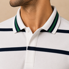 Polo Ralph Lauren Striped Polo Shirt White Navy Size S