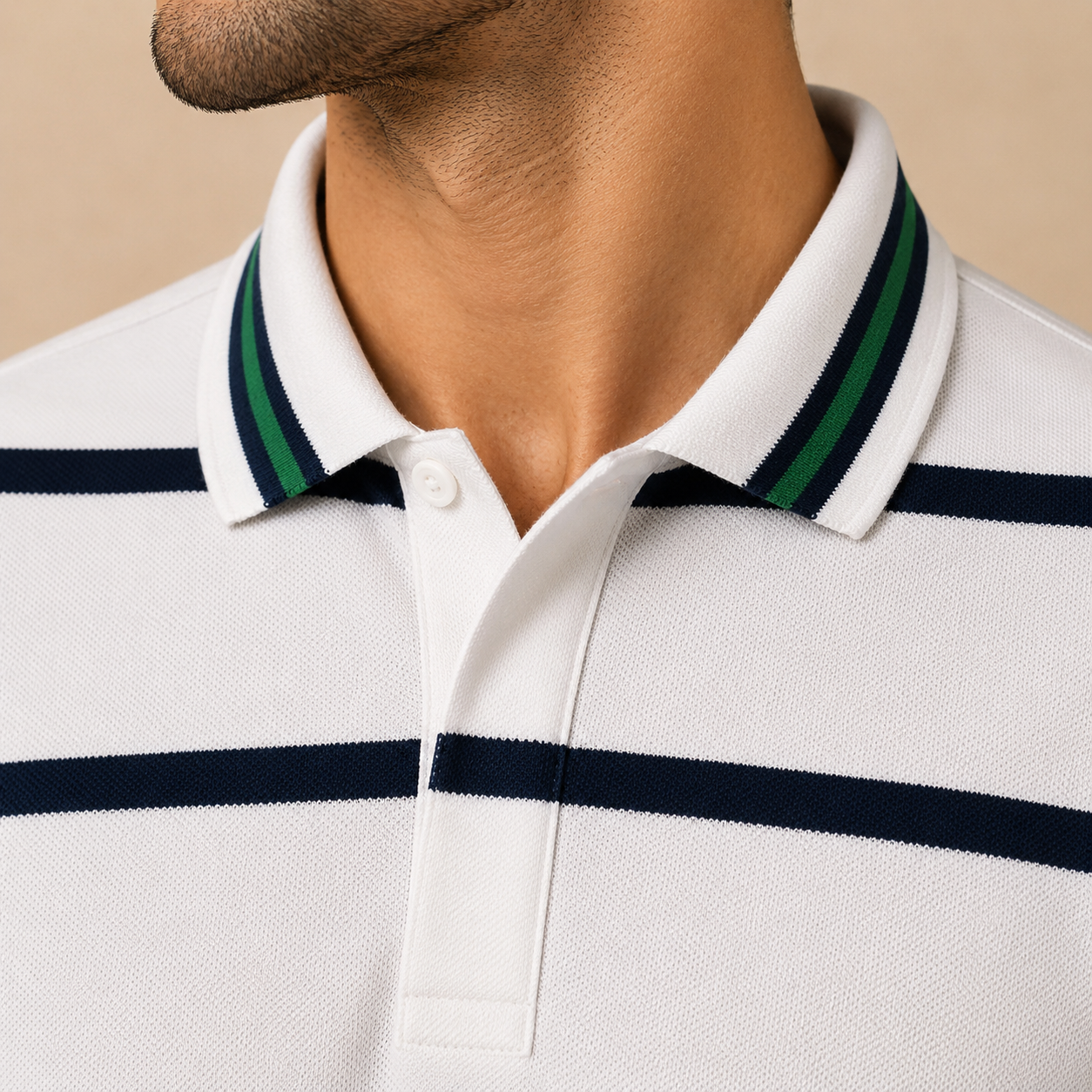 Polo Ralph Lauren Striped Polo Shirt White Navy Size S