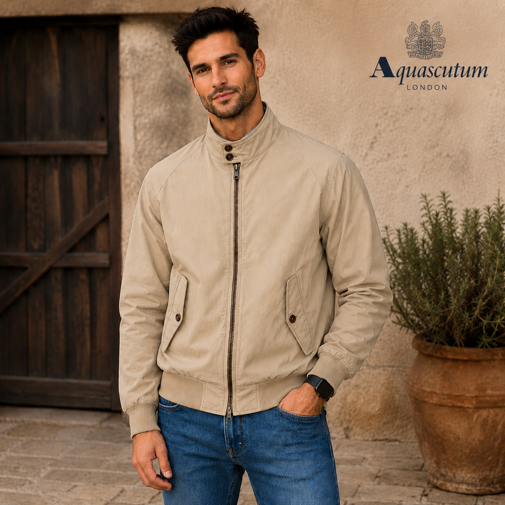Aquascutum Mens Vintage Harrington Jacket Beige Size M
