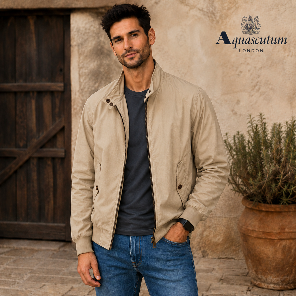 Aquascutum Mens Vintage Harrington Jacket Beige Size M