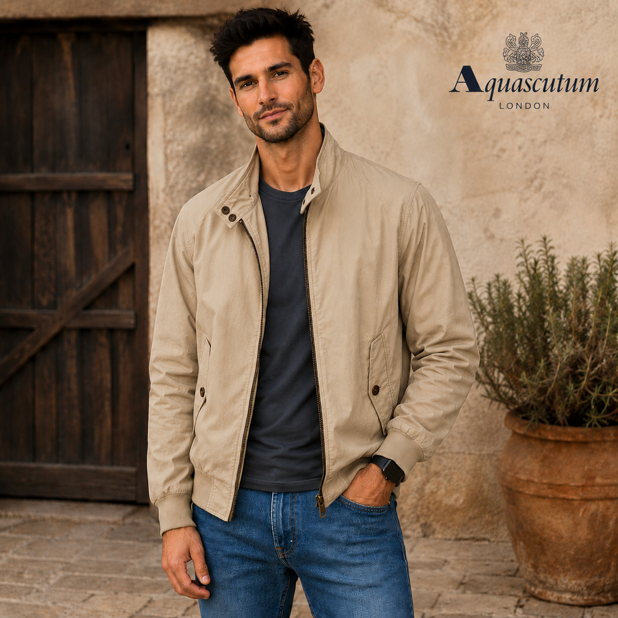 Aquascutum Mens Vintage Harrington Jacket Beige Size M