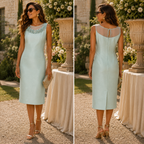 Jacques Vert Mint Green Shantung Slub Dress UK 12