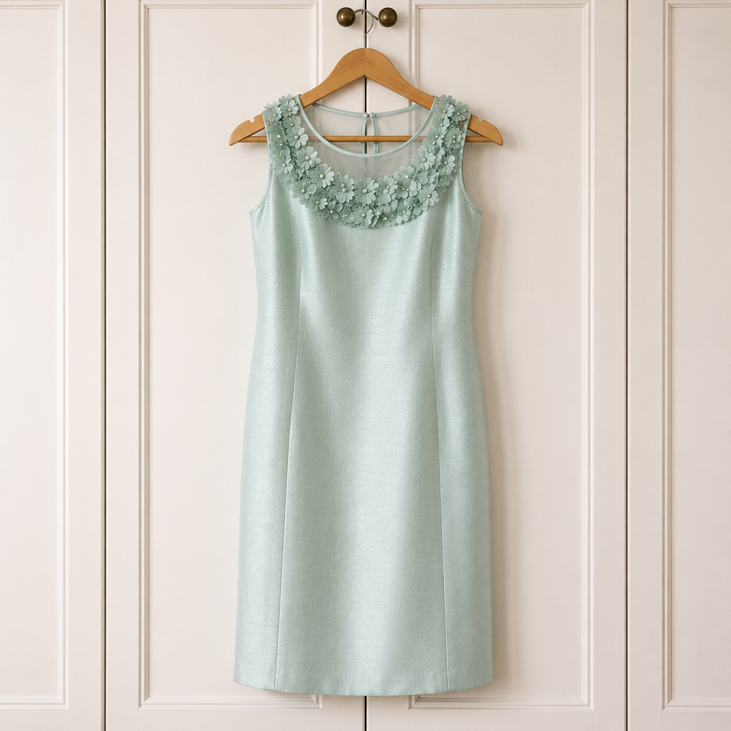 Jacques Vert Mint Green Shantung Slub Dress UK 12