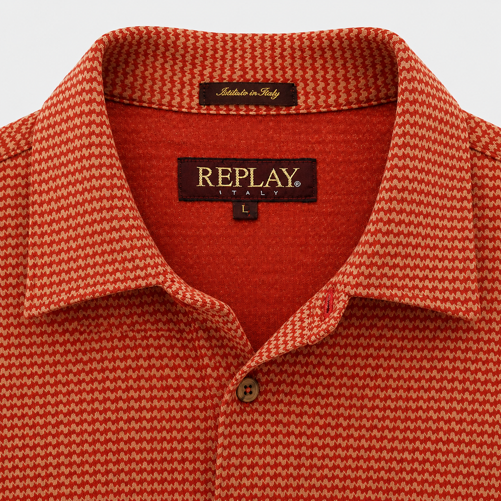 Replay Italy 100% Cotton Jersey Shirt Orange Size L