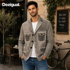 Desigual Patchwork Cotton Jacket Grey Size 50 M