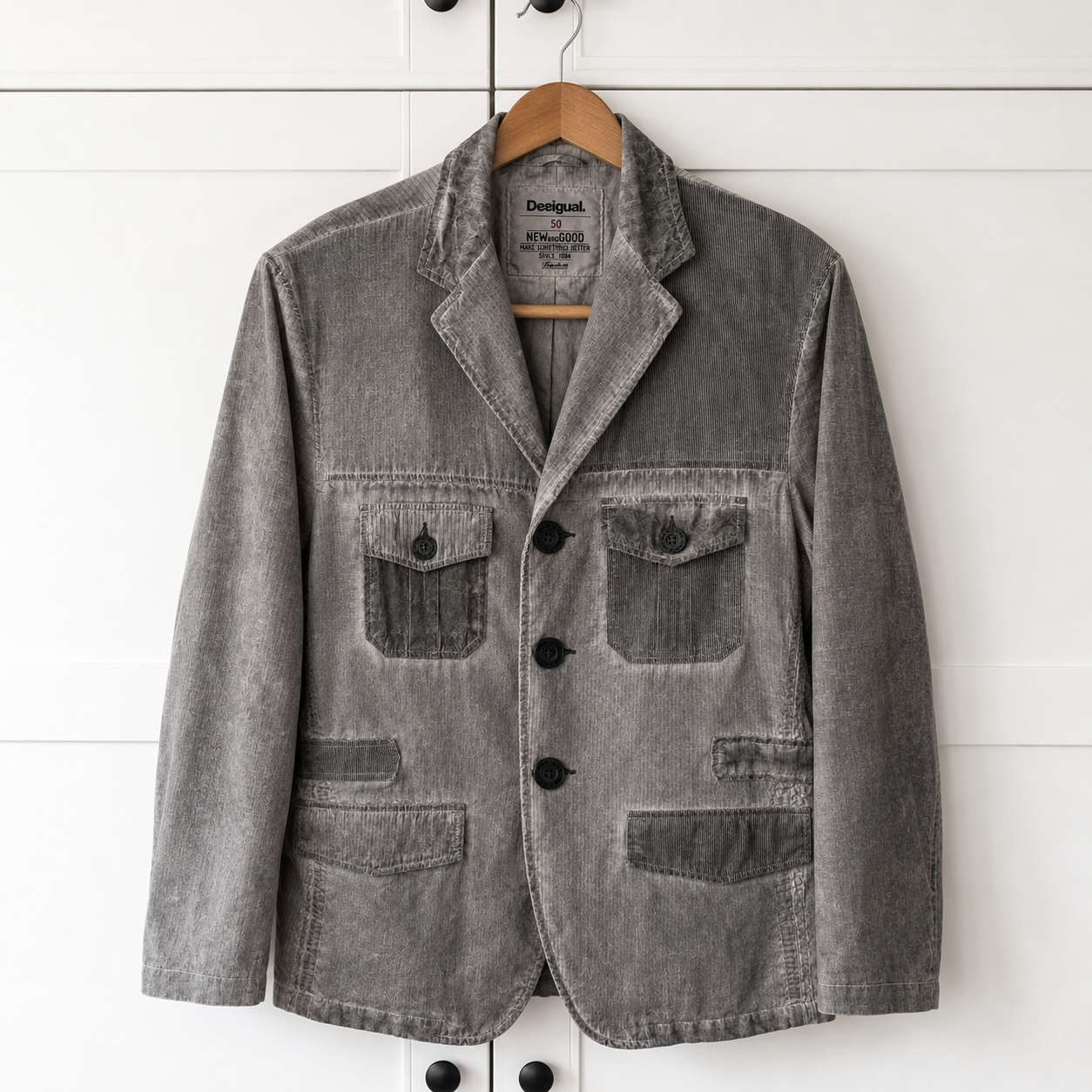 Desigual Patchwork Cotton Jacket Grey Size 50 M