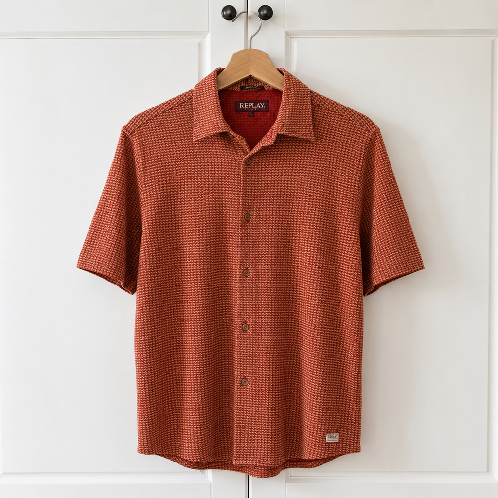 Replay Italy 100% Cotton Jersey Shirt Orange Size L