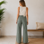 Jigsaw Sage Green Wide Leg Jeans UK 10 W28 High Rise