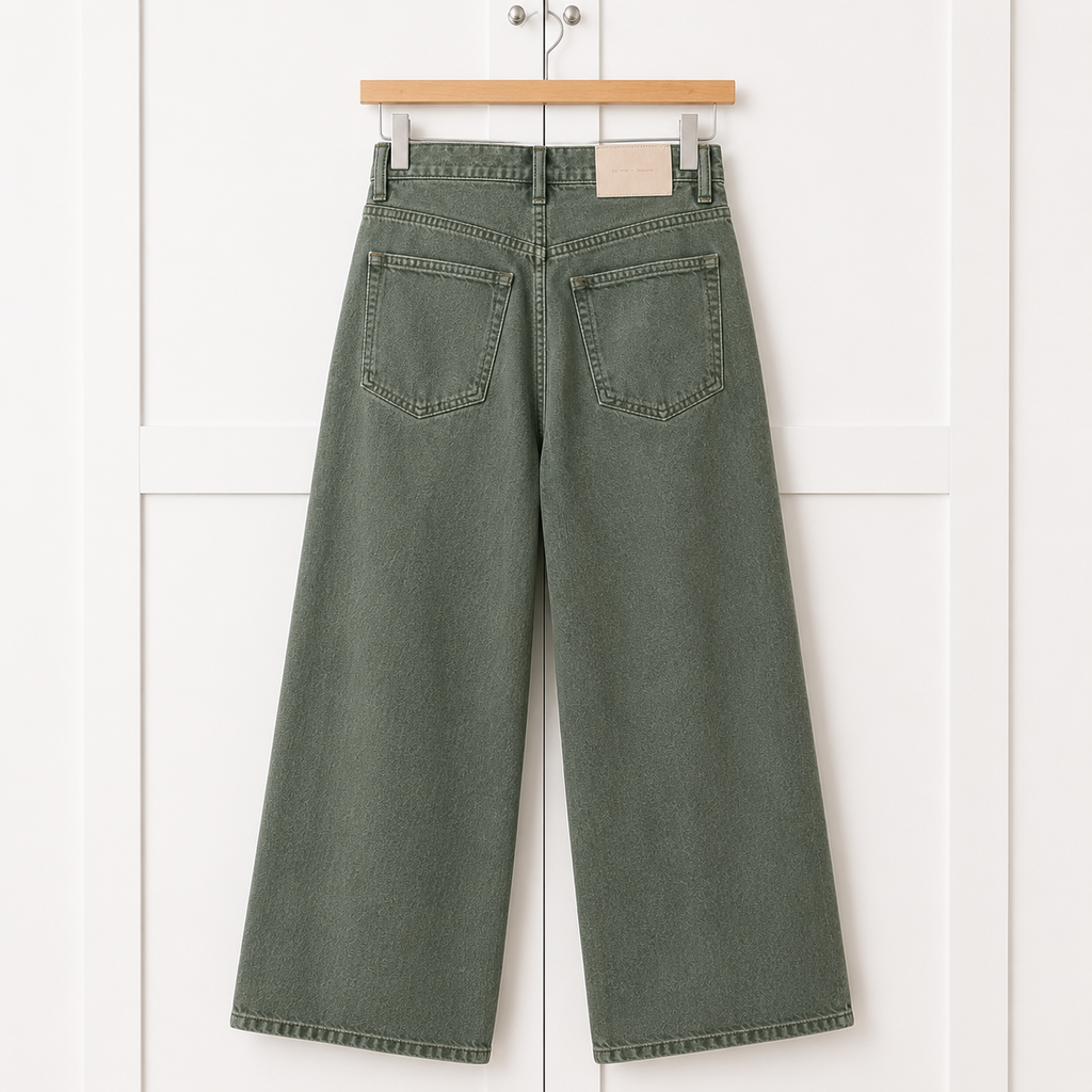 Jigsaw Sage Green Wide Leg Jeans UK 10 W28 High Rise