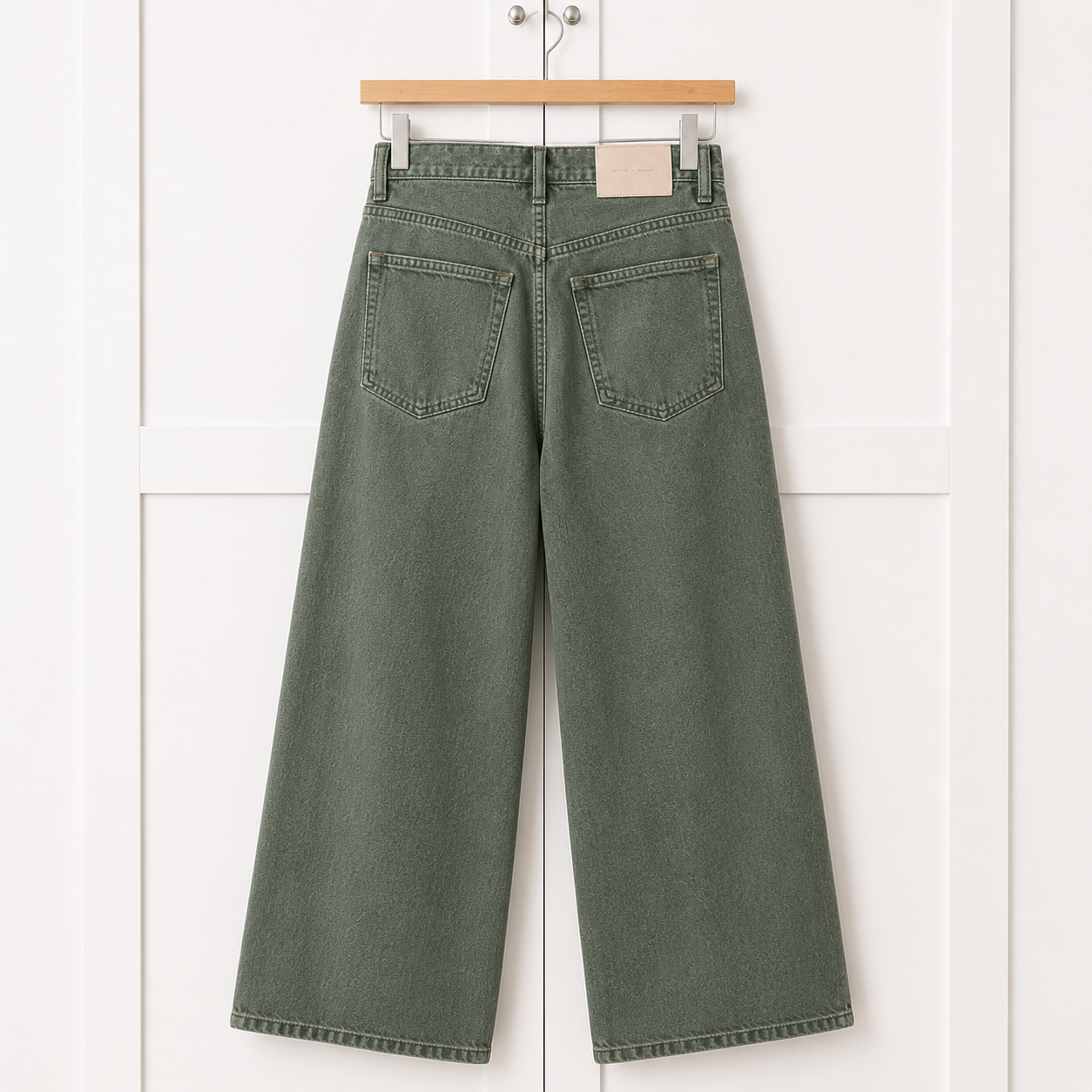 Jigsaw Sage Green Wide Leg Jeans UK 10 W28 High Rise