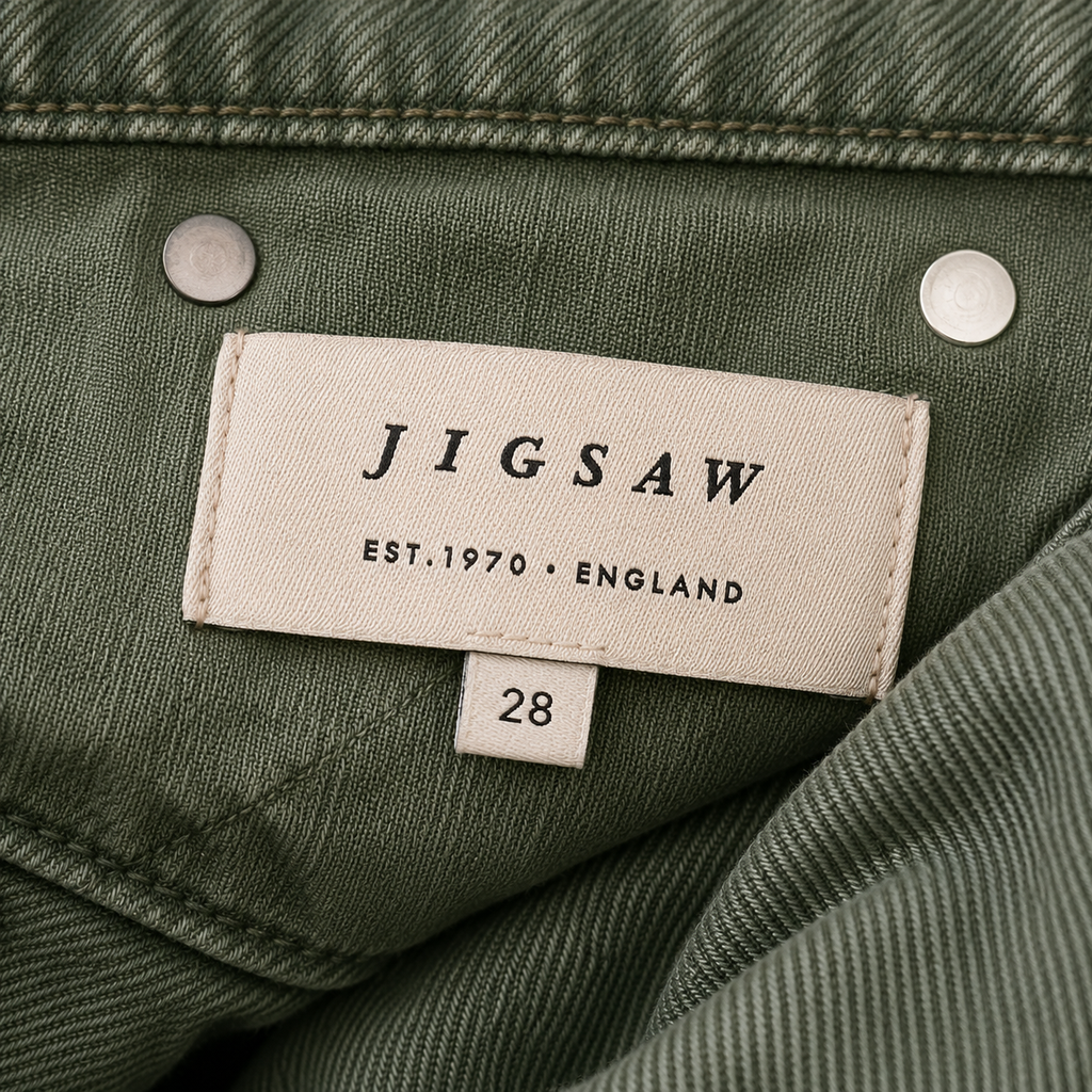 Jigsaw Sage Green Wide Leg Jeans UK 10 W28 High Rise
