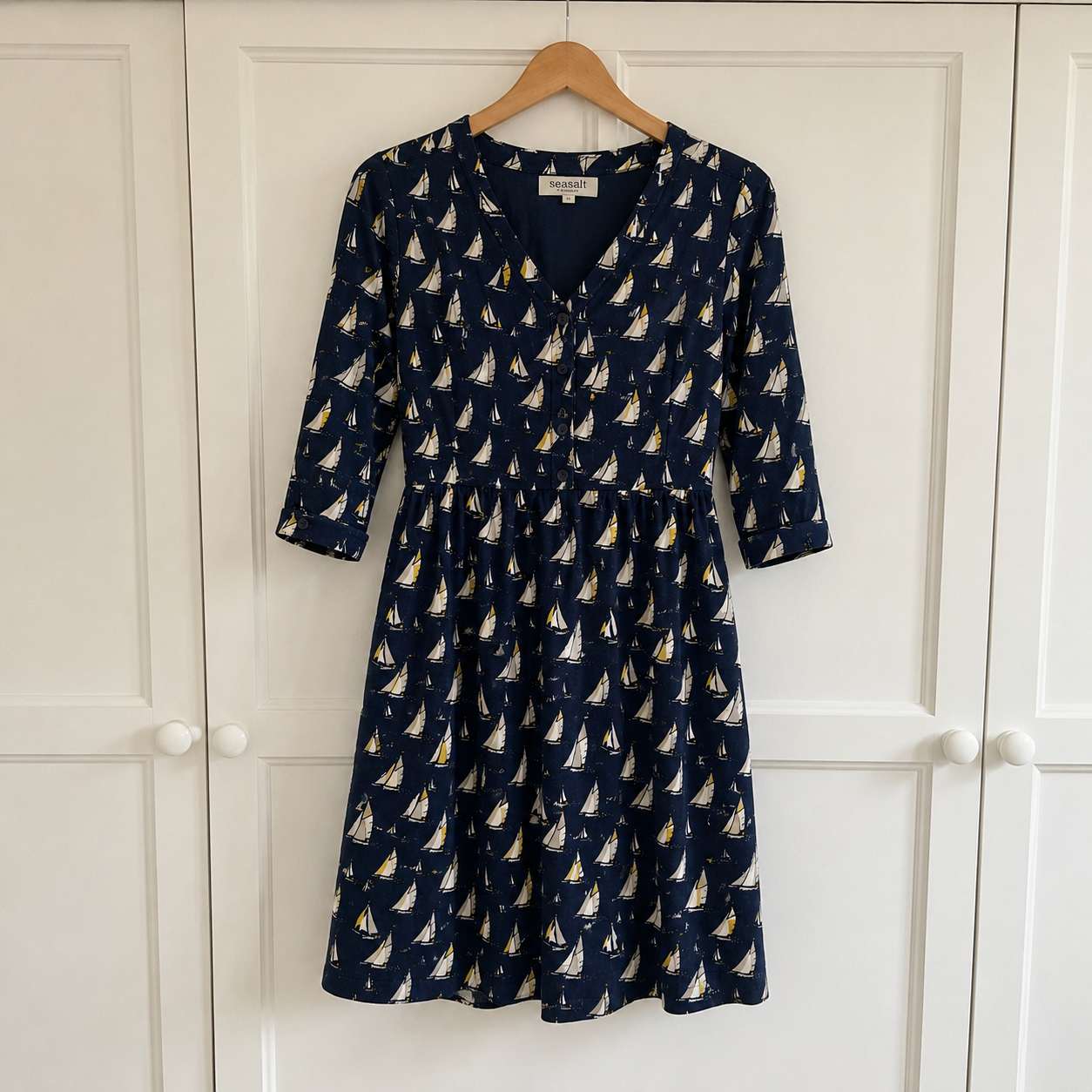 Seasalt Cornwall Sailboat Print Dress UK 10