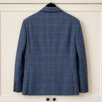 Guide London Blue Linen Blend Windowpane Blazer EU 50 UK 40