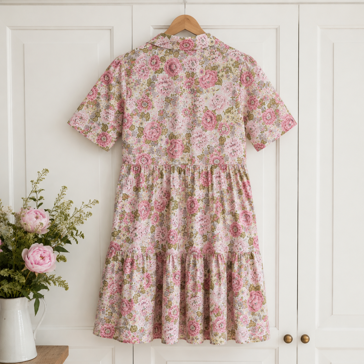 Object Pink Floral Cotton Dress UK 8 Cottagecore Summer