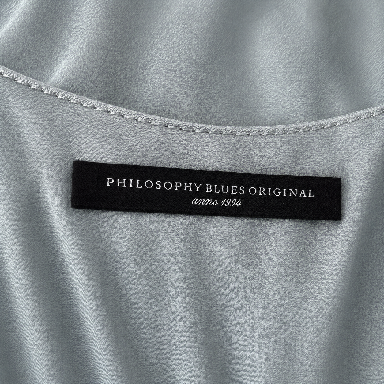Philosophy Blues Original Silky Blue Grey Satin Shift Dress UK 12
