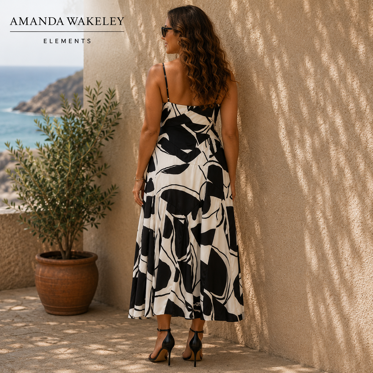 Amanda Wakeley Elements Monochrome Dress UK 16 BNWT