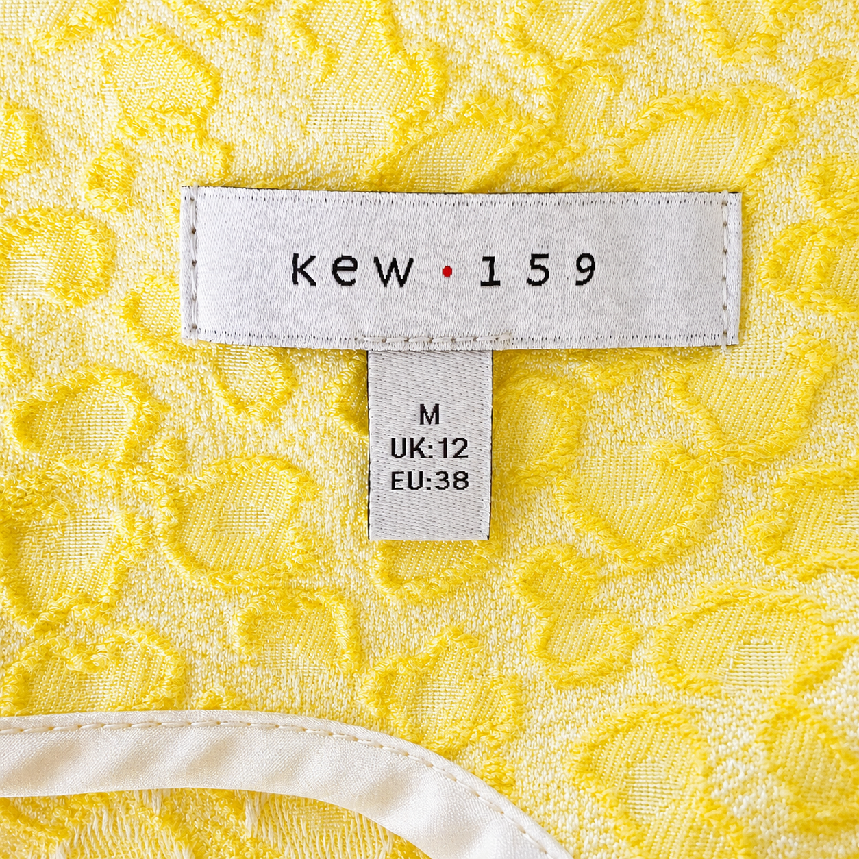 Kew 159 Textured Textured Shift Dress Lemon Yellow UK 12