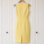 Kew 159 Textured Textured Shift Dress Lemon Yellow UK 12