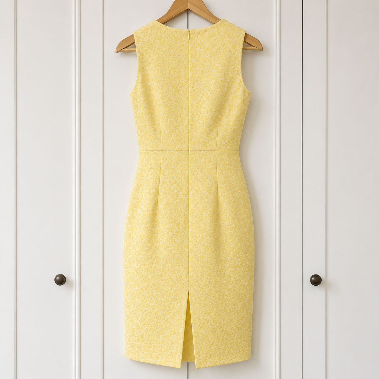 Kew 159 Textured Textured Shift Dress Lemon Yellow UK 12