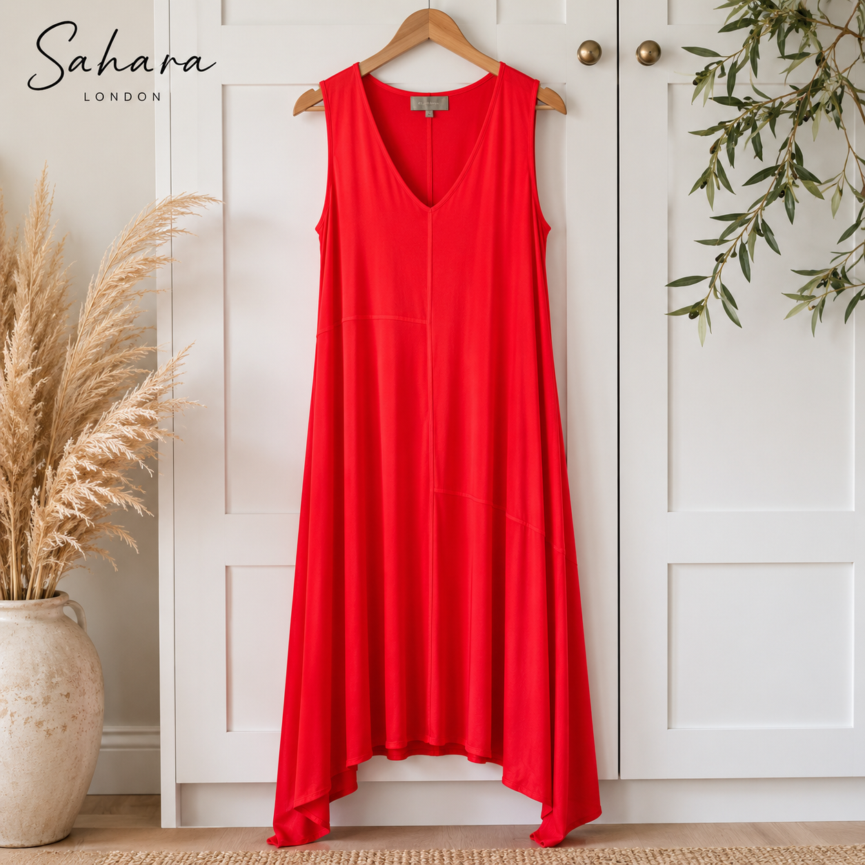 Sahara Coral Red Slip Dress UK 10 S