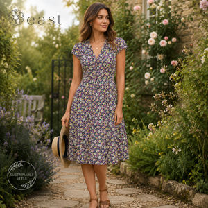 East Floral Tea  A-Line Dress UK 10