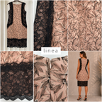 Linea Embroidered Peach, Black Lace Occasion Dress UK 14