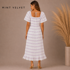 MINT VELVET White & Lilac Floral Maxi Dress UK 12