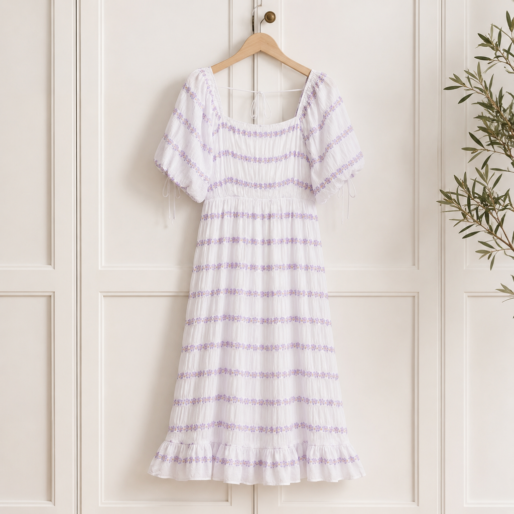 MINT VELVET White & Lilac Floral Maxi Dress UK 12