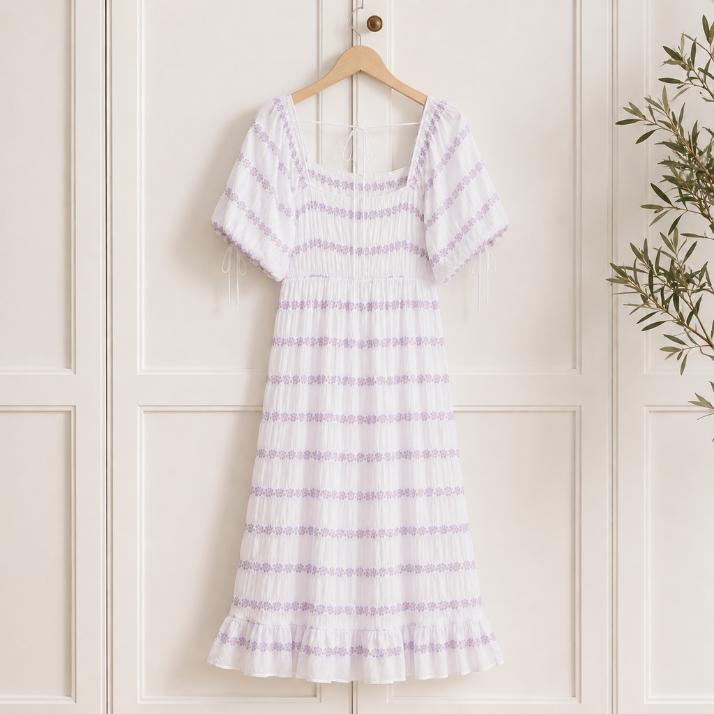 MINT VELVET White & Lilac Floral Maxi Dress UK 12