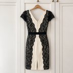 Reiss Ivory Black Lace Occasion Dress UK 12
