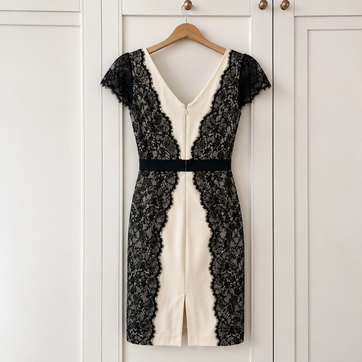 Reiss Ivory Black Lace Occasion Dress UK 12