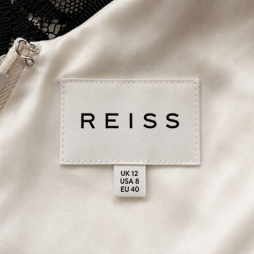 Reiss Ivory Black Lace Occasion Dress UK 12