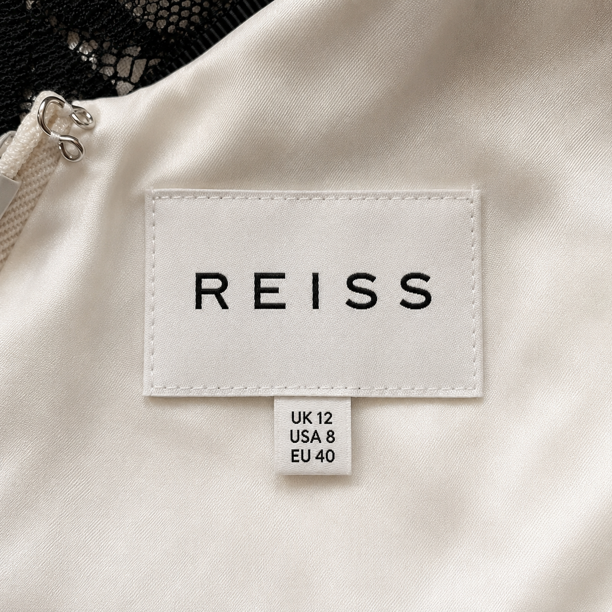 Reiss Ivory Black Lace Occasion Dress UK 12
