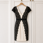 Reiss Ivory Black Lace Occasion Dress UK 12