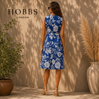 Hobbs Lauren Blue Floral Cotton Dress UK 10