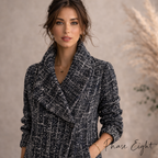Phase Eight Navy Tweed Wide Collar Coat UK 12