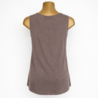 Ecru Taupe Suedette Top UK 14 | Sleeveless V-Neck Tunic
