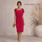 Gina Bacconi Fuchsia Ruched Cocktail Dress K 16