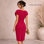 Gina Bacconi Fuchsia Ruched Cocktail Dress K 16