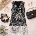 French Connection Black White Dress UK 8