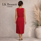 LK Bennett Red Sleeveless Midi Dress UK 14