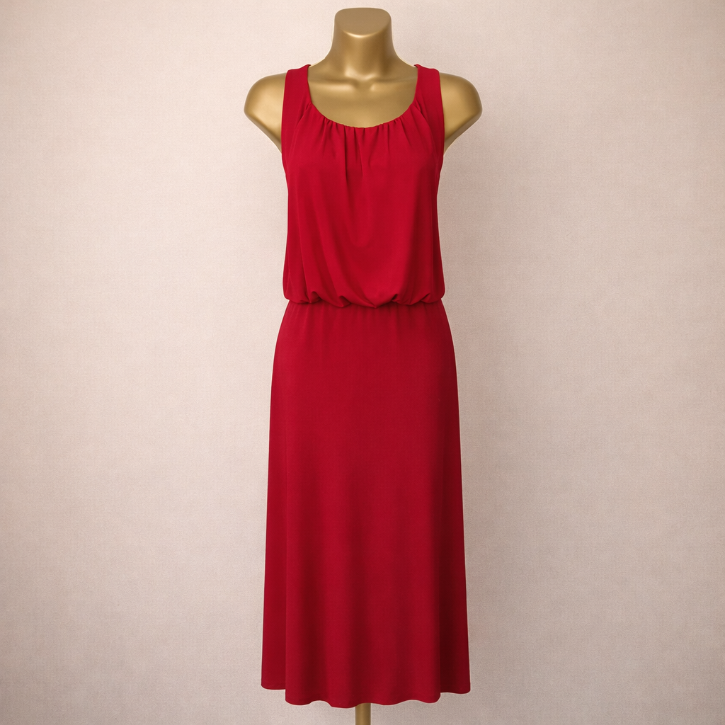 LK Bennett Red Sleeveless Midi Dress UK 14
