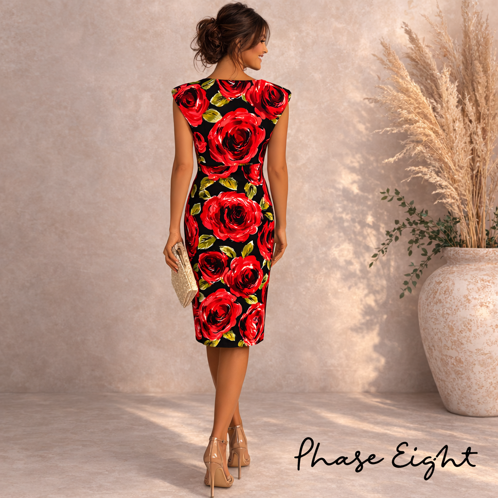 Phase Eight Ruched Crossover Neck Stretch Dress UK 10